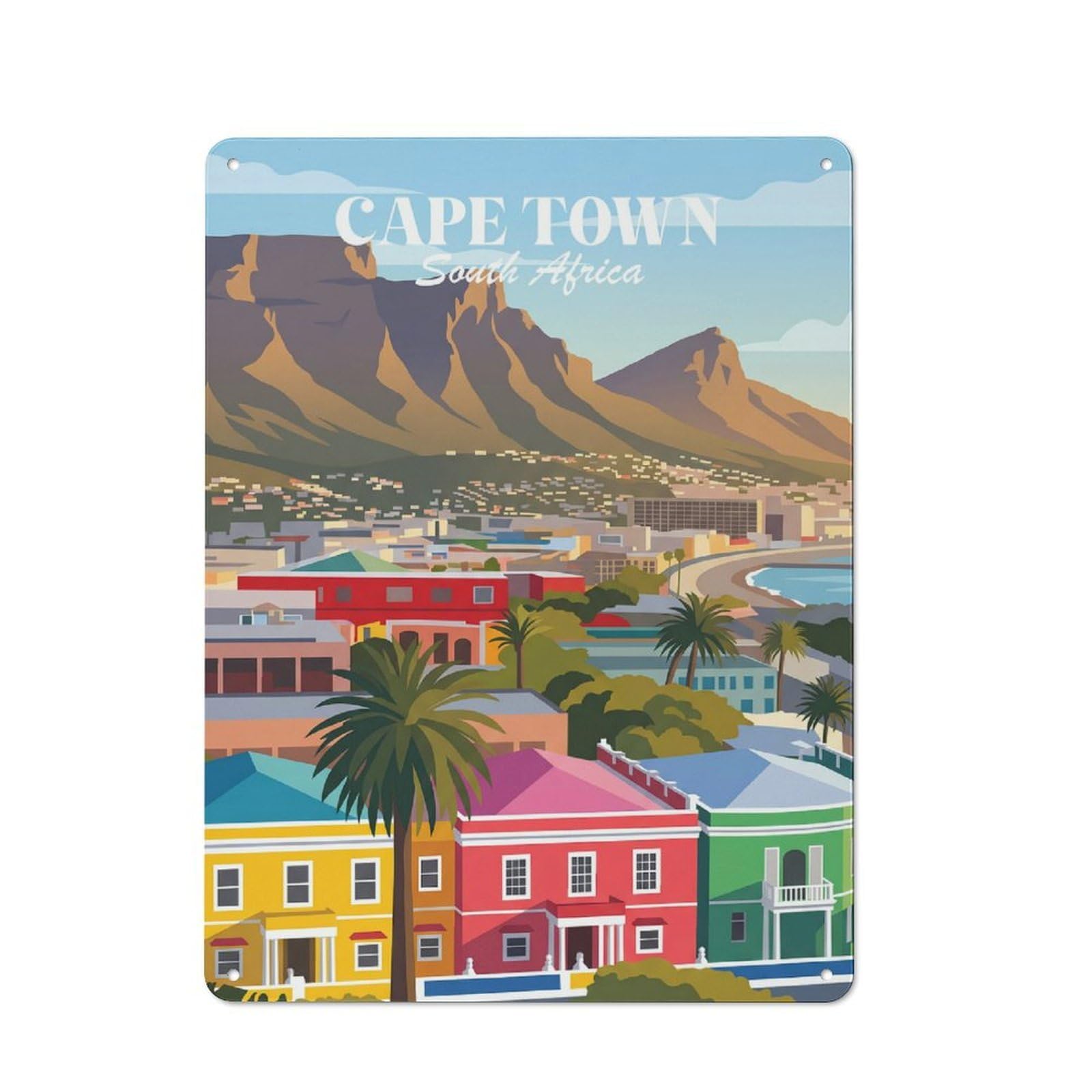 Junmoney Style-19 Cape Town South Africa Rustic Metal Wall Sign 40X30cm For Bar Or Restaurant, A Decorative Metal Sign For Bars And Restaurants