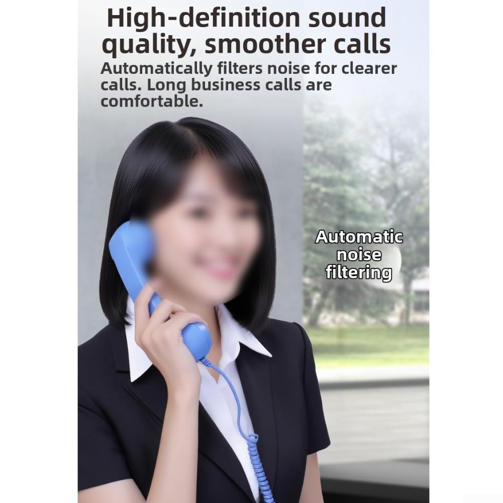 Retro-Telefonhörer, Typ-C-Empfänger, Geräuschunterdrückung, ergonomisches Design, für Smartphone, Laptop, Videoanrufe (schwarz)
