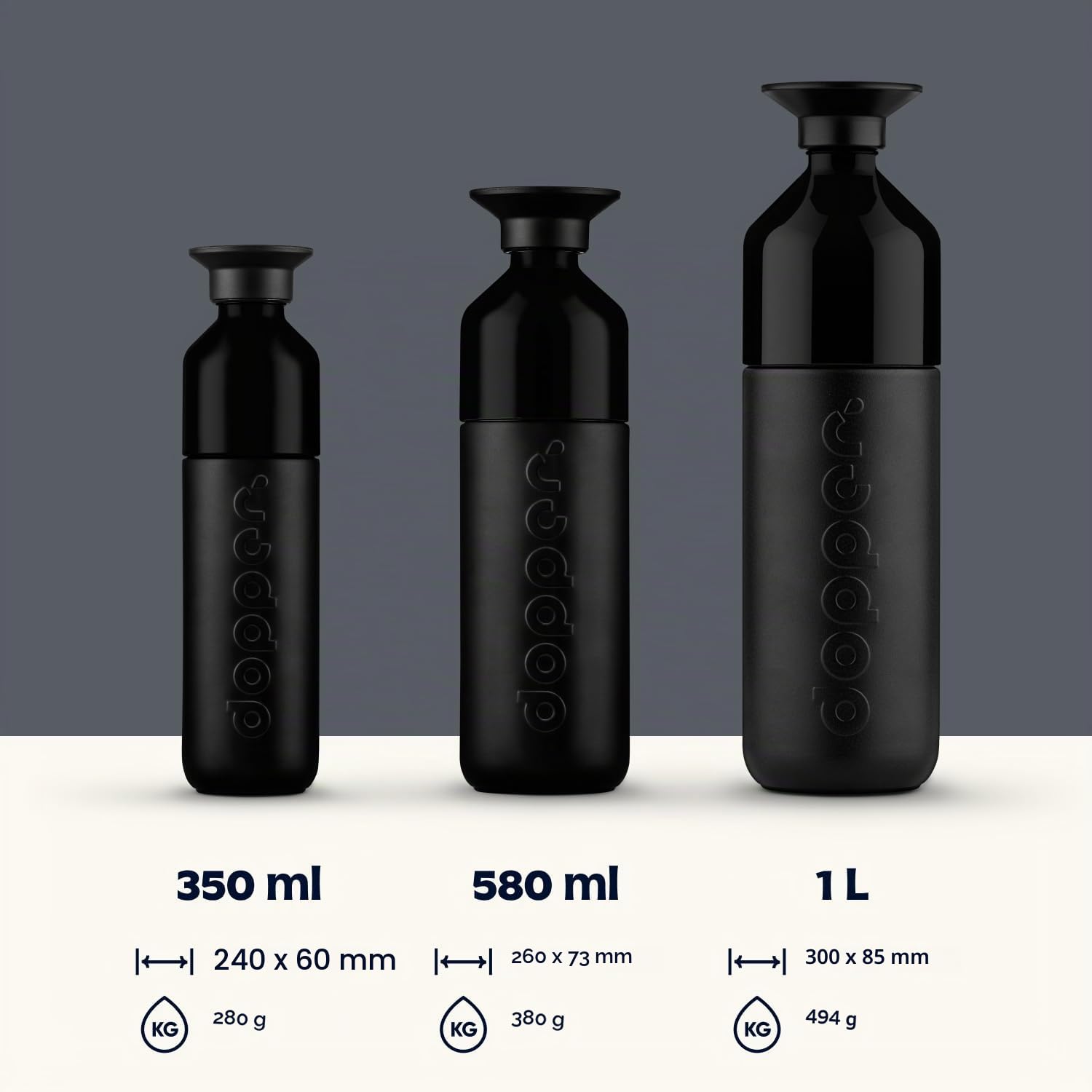 Dopper Insulated Botella Isotérmica 350ml, 580ml, 1L - Botella Agua - Termo para café - Botella de acero inoxidable - Botella deportiva - 24 horas fría, 9 horas caliente