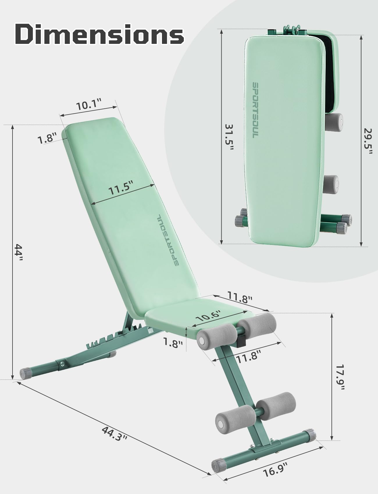 880LB Weight Bench, 8-Position Backrest Adjustable Workout Bench | Foldable Weight Bench for Home Gym Strength Training – Incline Decline Flat, Compact for Small Space Apartment Room Garage