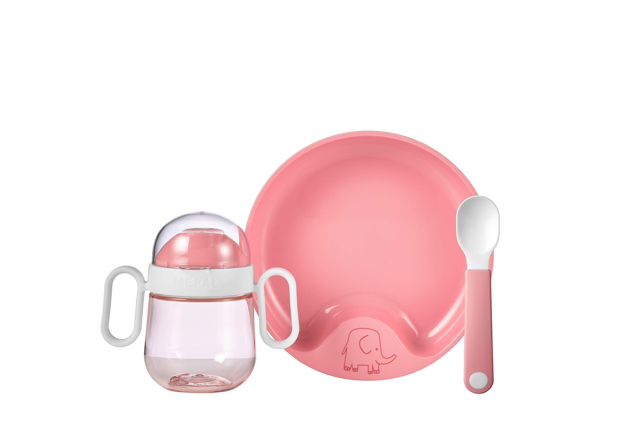 Mepal - Babygeschirr Set Mio - Deep pink | Inklusive auslaufsicherem Trinkbecher, Lernteller & Lernlöffel - Spülmaschinengeeignet