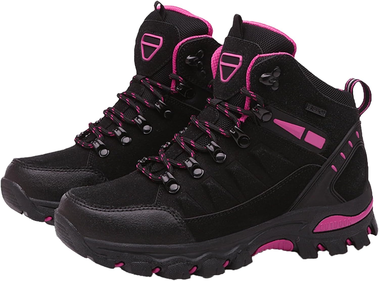 Women's Suede Waterproof Lace-Up Hiking Boots Comfortable Non-Slip Mid-Cut Hiking Boots