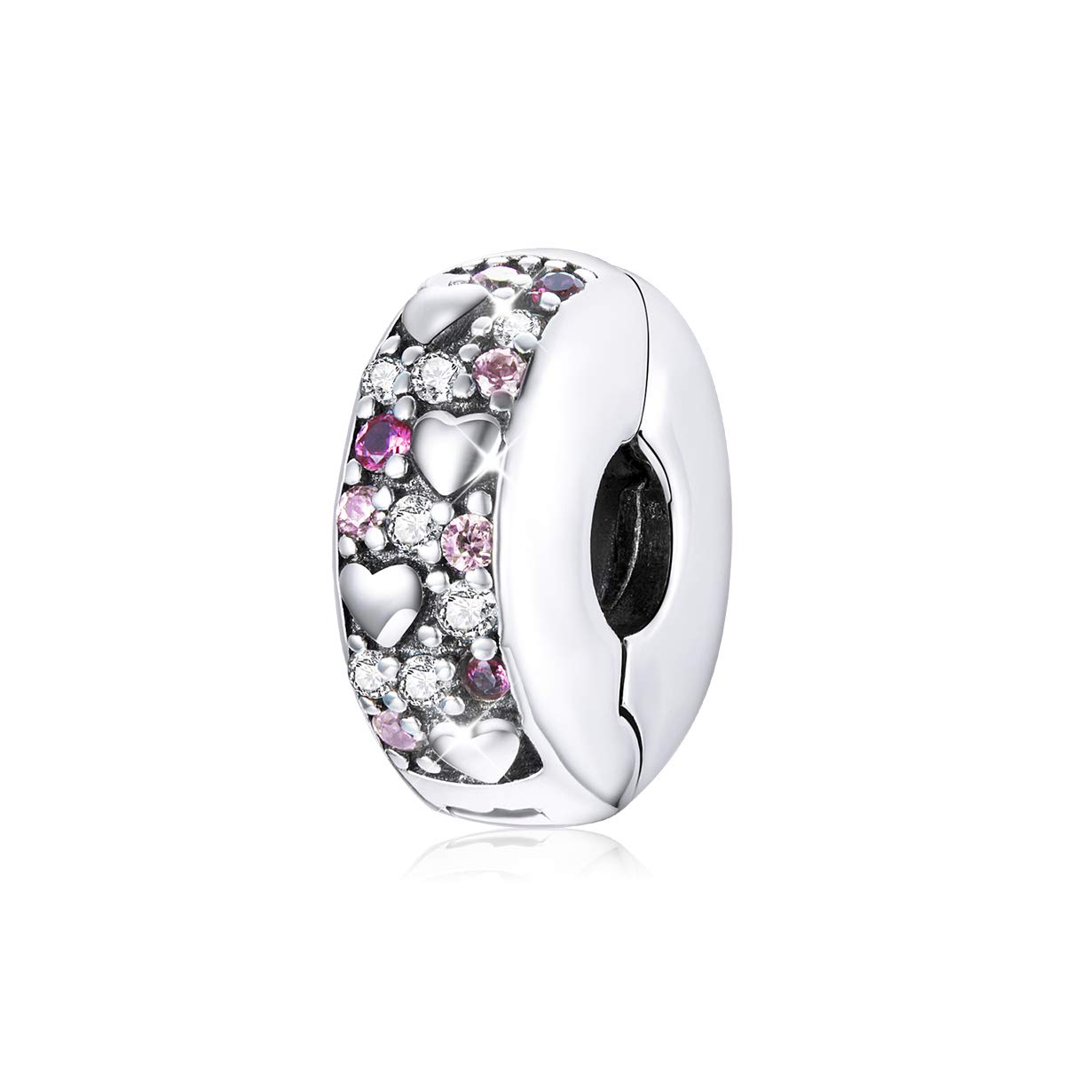 Stoppeurs GW Pour Bracelets à Breloques - Lot De 10 En Argent 925 Avec Insert Silicone - Compatible Pandora