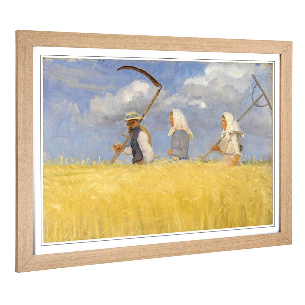Big Box Art Framed Print of Anna Ancher Harvesters Design | Wall Art Picture | Home Decor for Kitchen, Living, Dining Room, Lounge, Bedroom, Hallway, Office, Oak, A2 / 24.5x18 Inch / 62x45cm