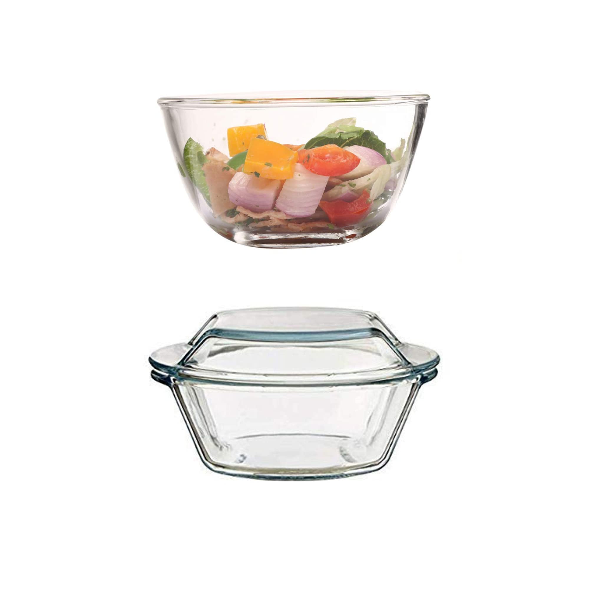 Femora Borosilicate Glass Microwave Safe Mixing Bowl-1050 ML and Casserole-1000 ML, Set of 2, Transparent (B09C5XFT8C) Amazon Price History, Amazon Price Tracker
