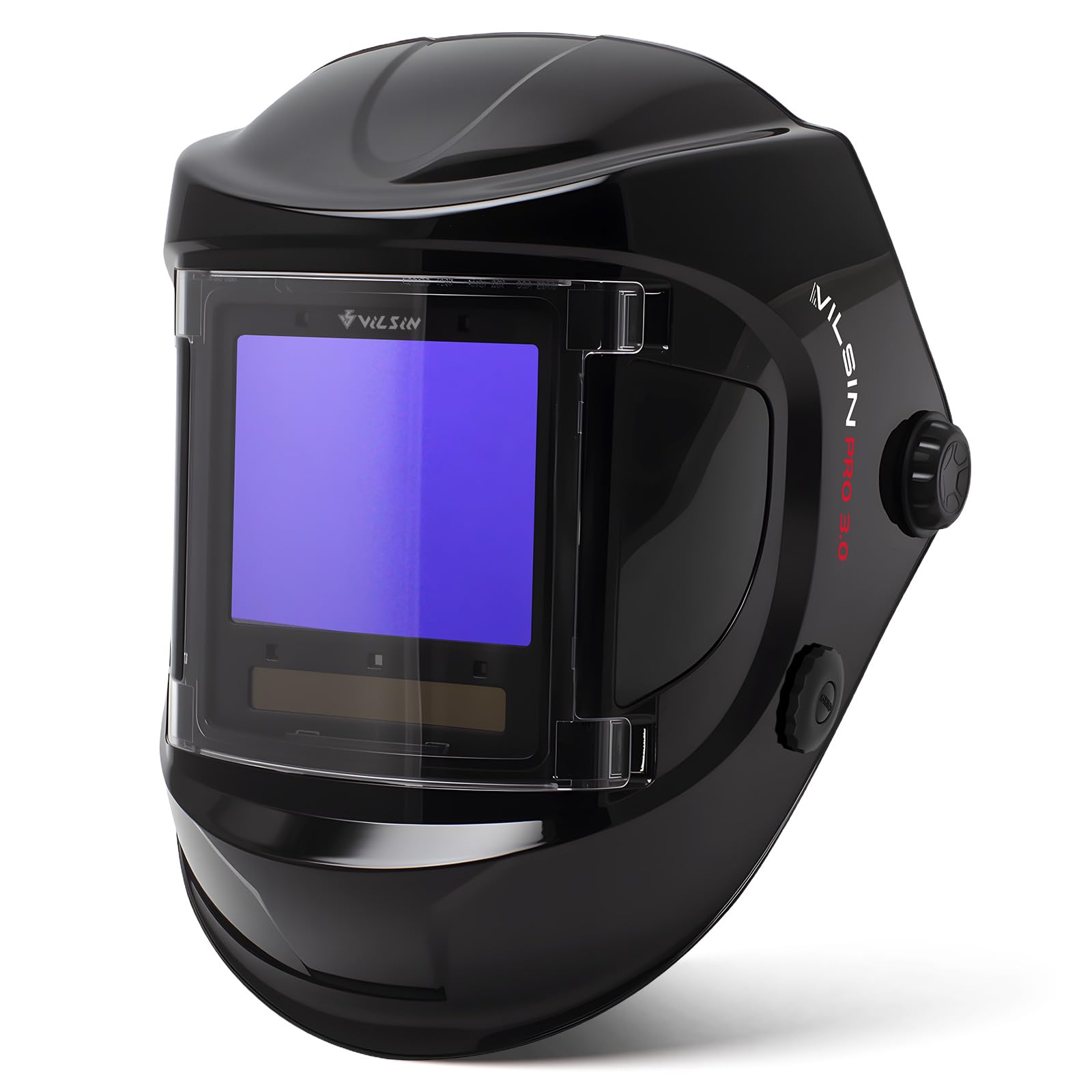VILSIN Auto Darkening Welding Helmet, Large Viewing True Color with Side View Welding Hood, 180°Panoramic View,5 Arc Sensor Wide Shade 3/4-8/9-14 Welder Mask for TIG MIG ARC Grinding Plasma,Black