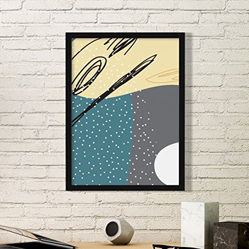Cadre photo en bois noir rectangulaire au design unique d'art abstrait végétal