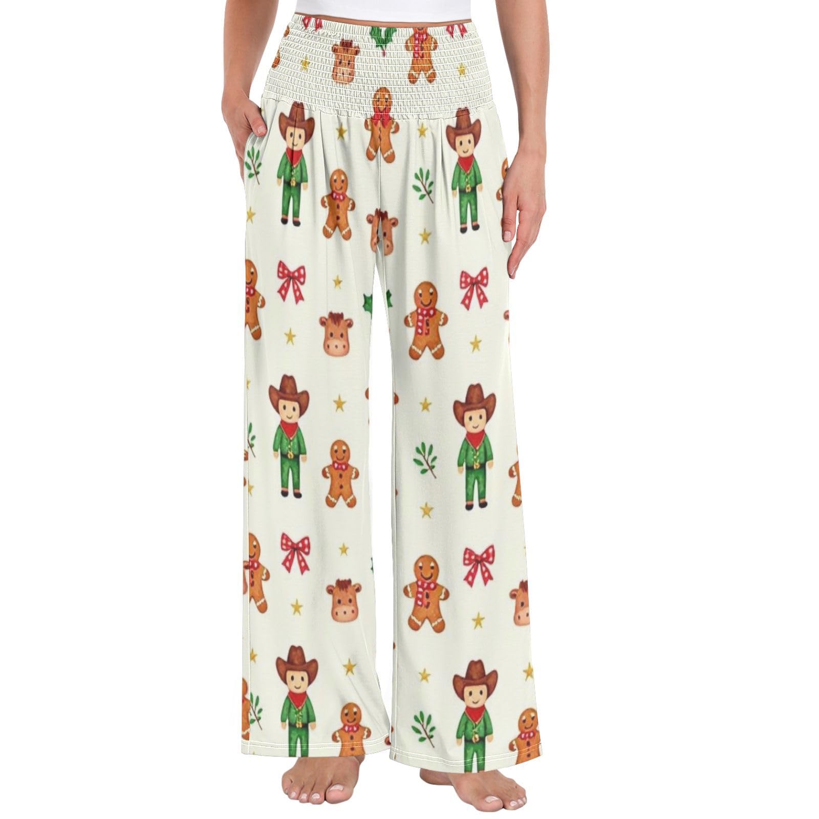 Gingerbread Cowboys - Pantalones largos casuales para mujer, resistentes a las arrugas, casuales