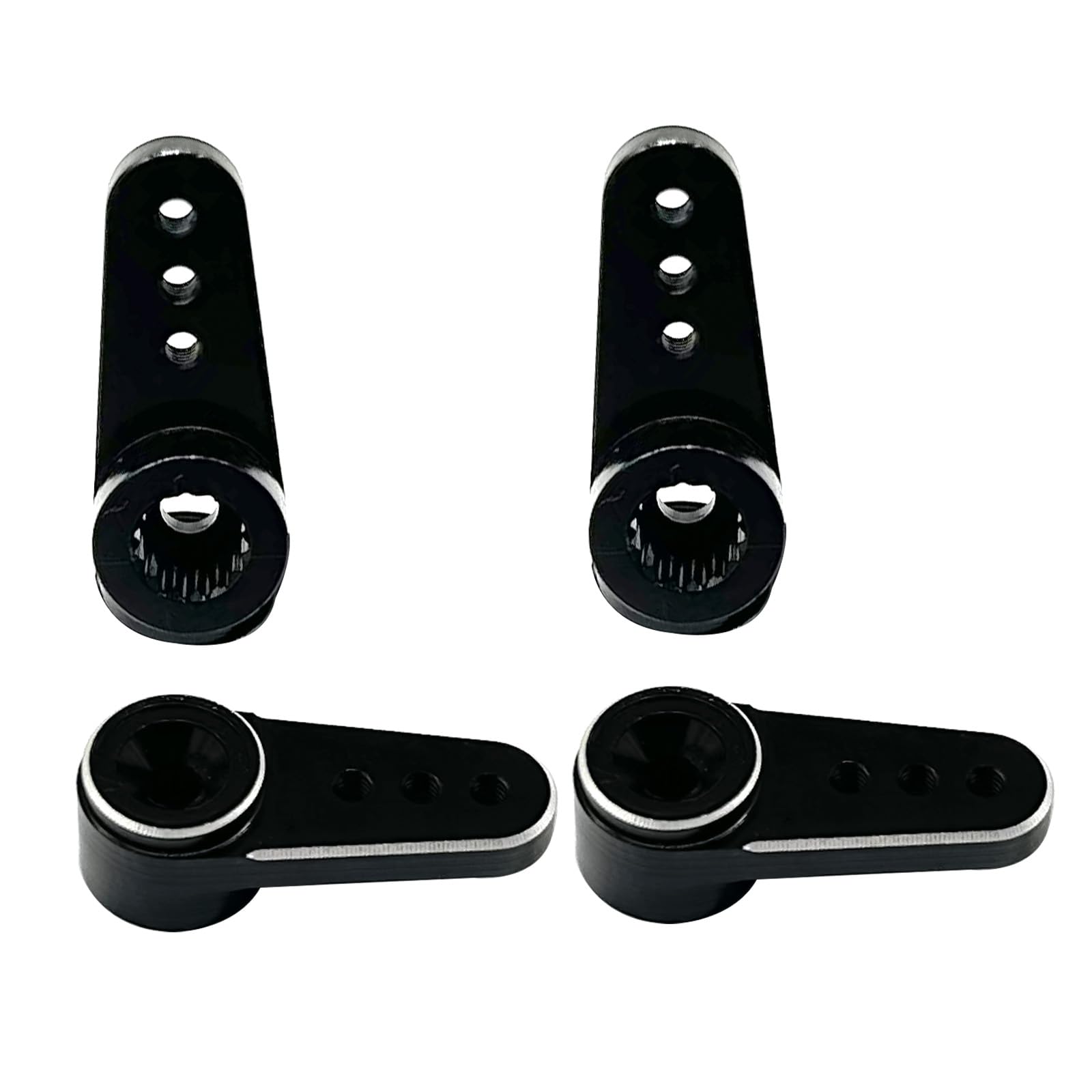 4Pack Aluminum 15T Servo Horn Arms RC Mini Servo Horns Toy Car Accessories Compatible with Emax ES08MA Servo Fit for Axial SCX24 1/24 RC Crawler (Black) - Image 4
