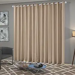 Cortina Blackout/Bleucate de Tecido Corta Para Luz Quarto e Sala 4,00m x 2,50m Altura com Ilhós Cromado Solaris - Avelã