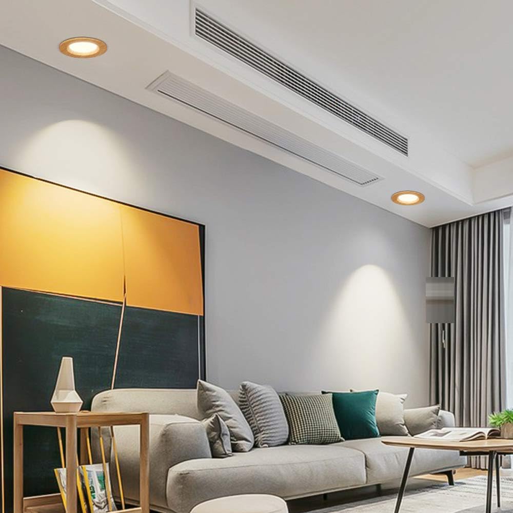 Confezione da 11 Faretti da Incasso Rotondi Color Legno Retrofit LED Kit di Illuminazione A Incasso LED Finitura con Deflettore in Alluminio per Uso Commerciale E Domestico