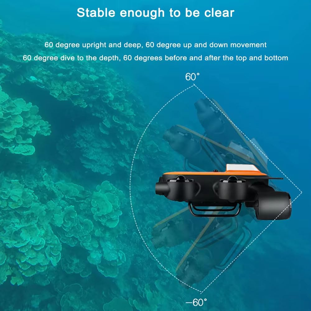 Drone subacqueo 4K UHD ROV con LED 6000LM, velocità 2m/s, batteria 4h, controller Bluetooth, profondità 150 m, per registrazione e salvataggio della pesca