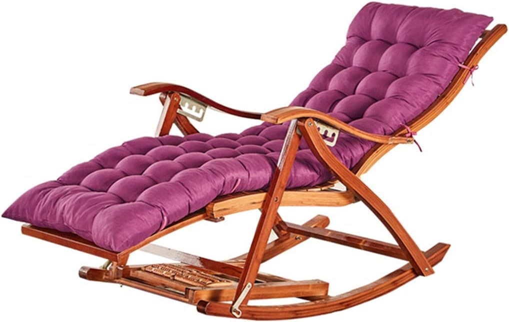 N / A Bamboo Rocking ChairFolding Chair, Adjustable Folding Bamboo Rocking Chair, Extended Chair Surface with Foot Massage Sun Chair, Old Armchair(Color:No mat)