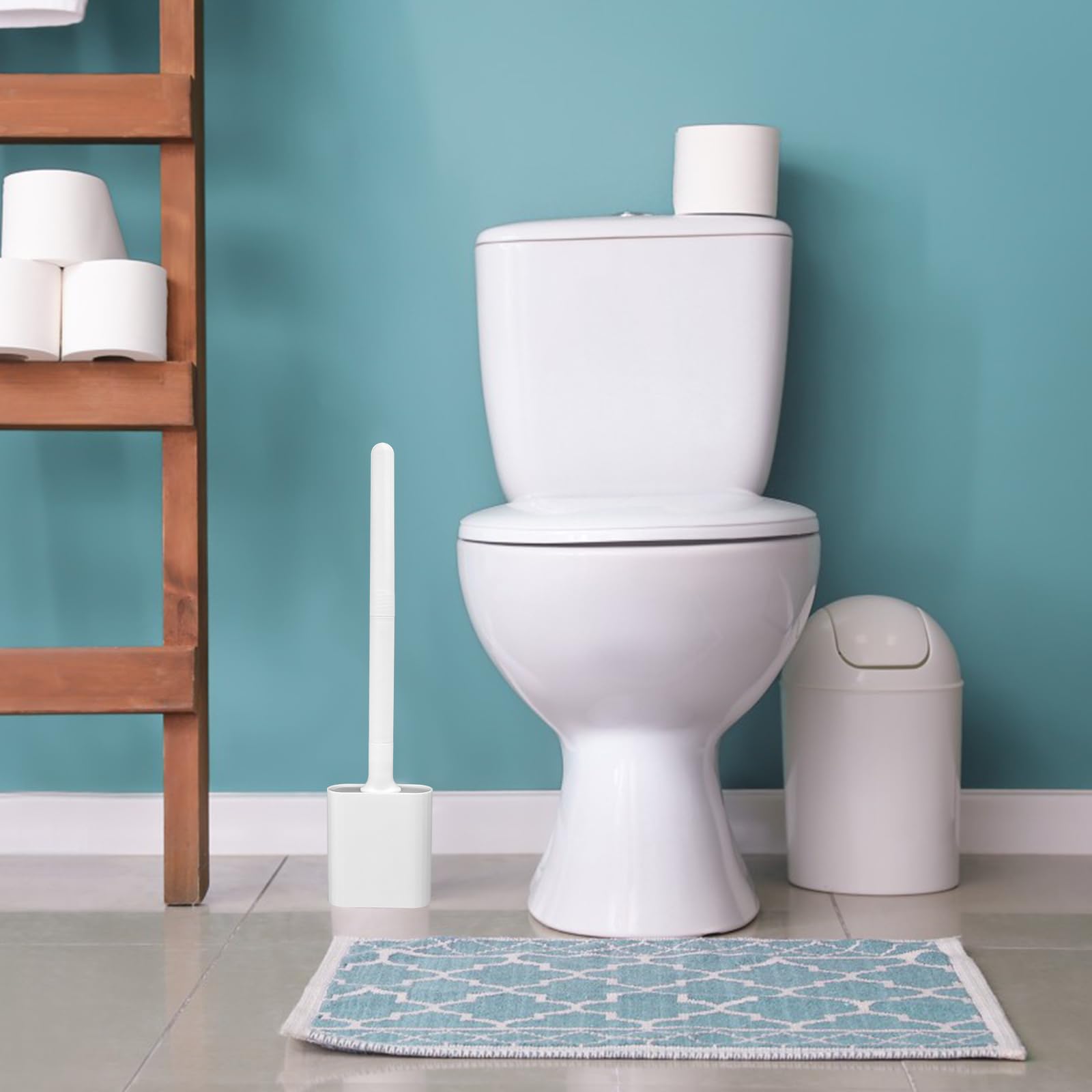 HOMEASY Scopino WC Silicone Con Supporto In Acciaio Inox, Spazzolino WC - Foto 13