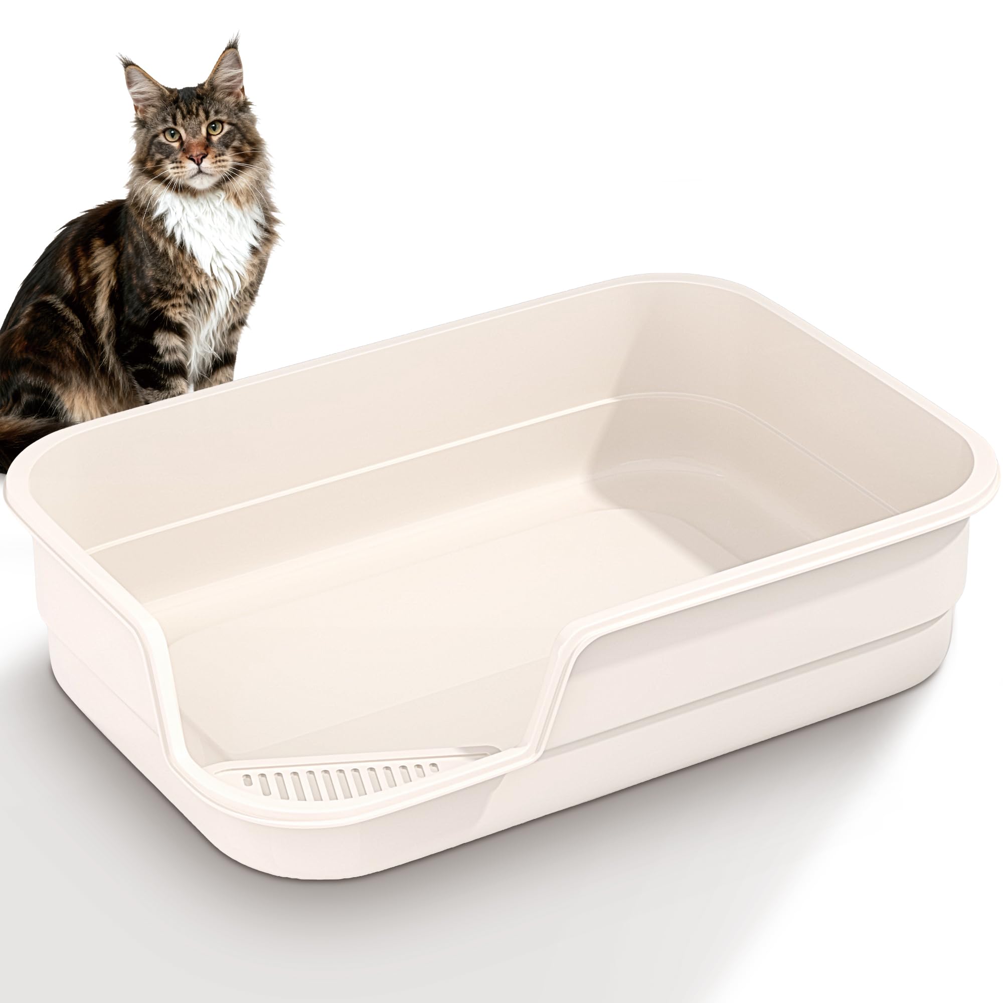 Vealind Extra Large Cat Litter Tray with High Sided and Low Entrance 60 X 40 X 15 CM XL Litter Trays for Cats Leak Proof Easy Clean Cat Litter Box