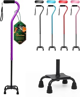 - BeneCane Quad Cane Adjustable Walking Cane with Offset Soft Cushioned Handle for Men & Women Lightweight Comfortable with 4-Pronged feet for Extra Stability