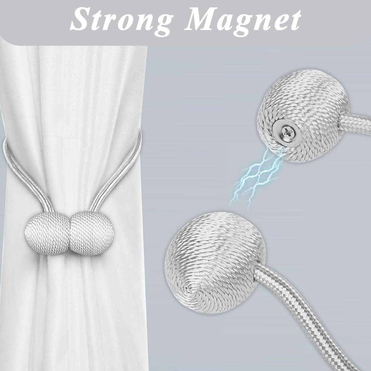 HASTHIP Curtain Tieback Clips 4 Pcs Rope Holdbacks Grey Home Decor — Amazon image 4