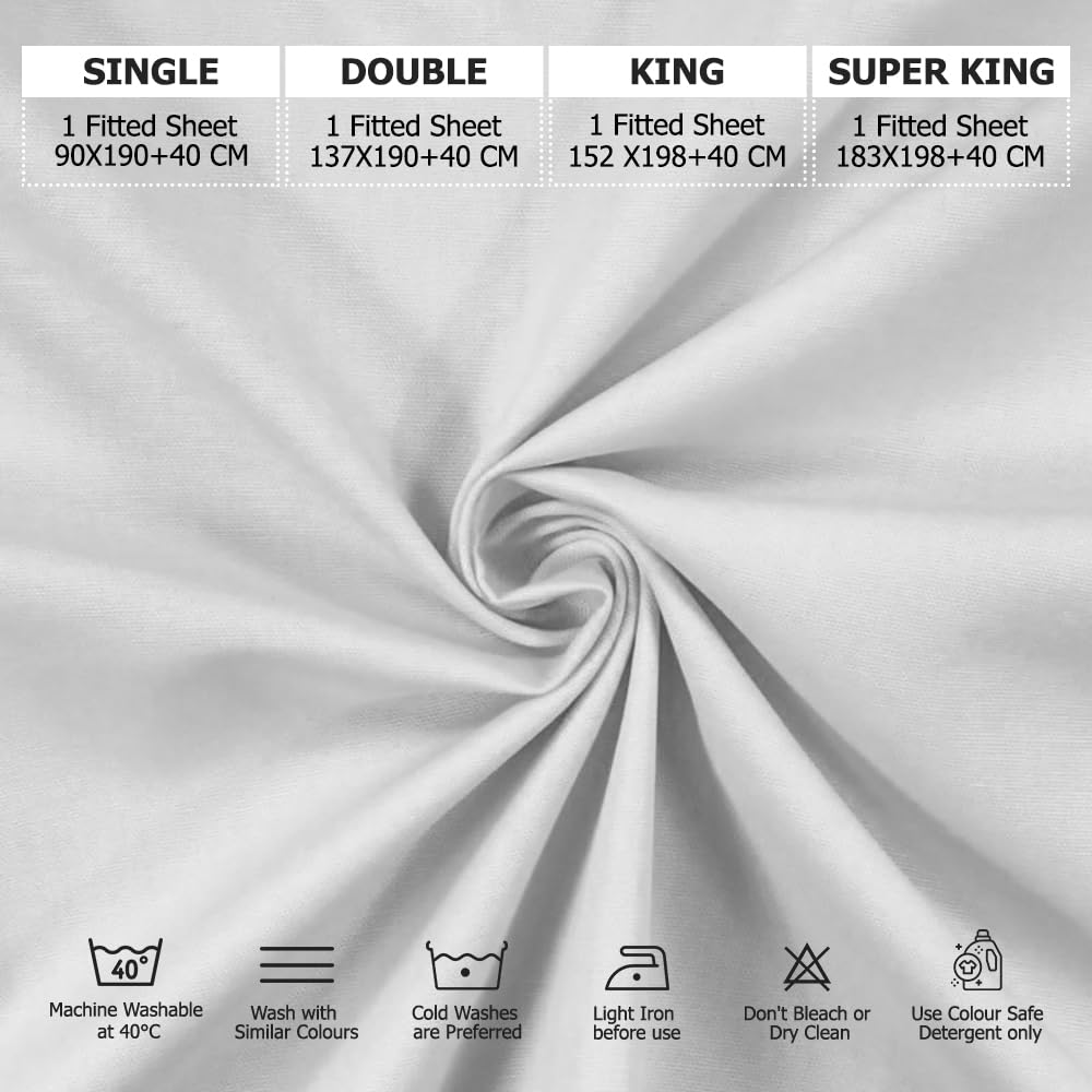 MistyMorning Extra Deep Fitted Sheet 16''/40cm, Egyptian Cotton bed sheets with 200 Thread Count - Image 4