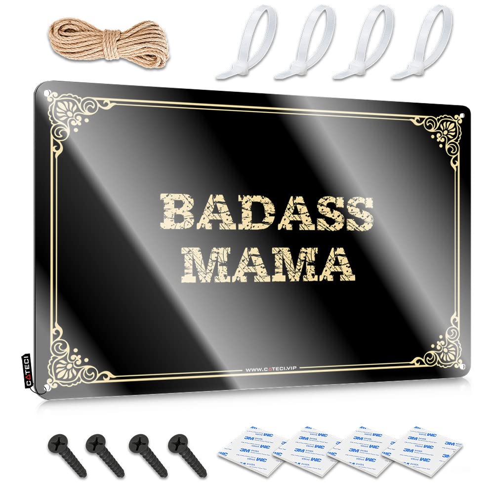 House Stuff Aesthetic Tin Wall Decor - Badass Mama Rustic Wall Art Accessory Easy Hang For Dressing(30X40CM)