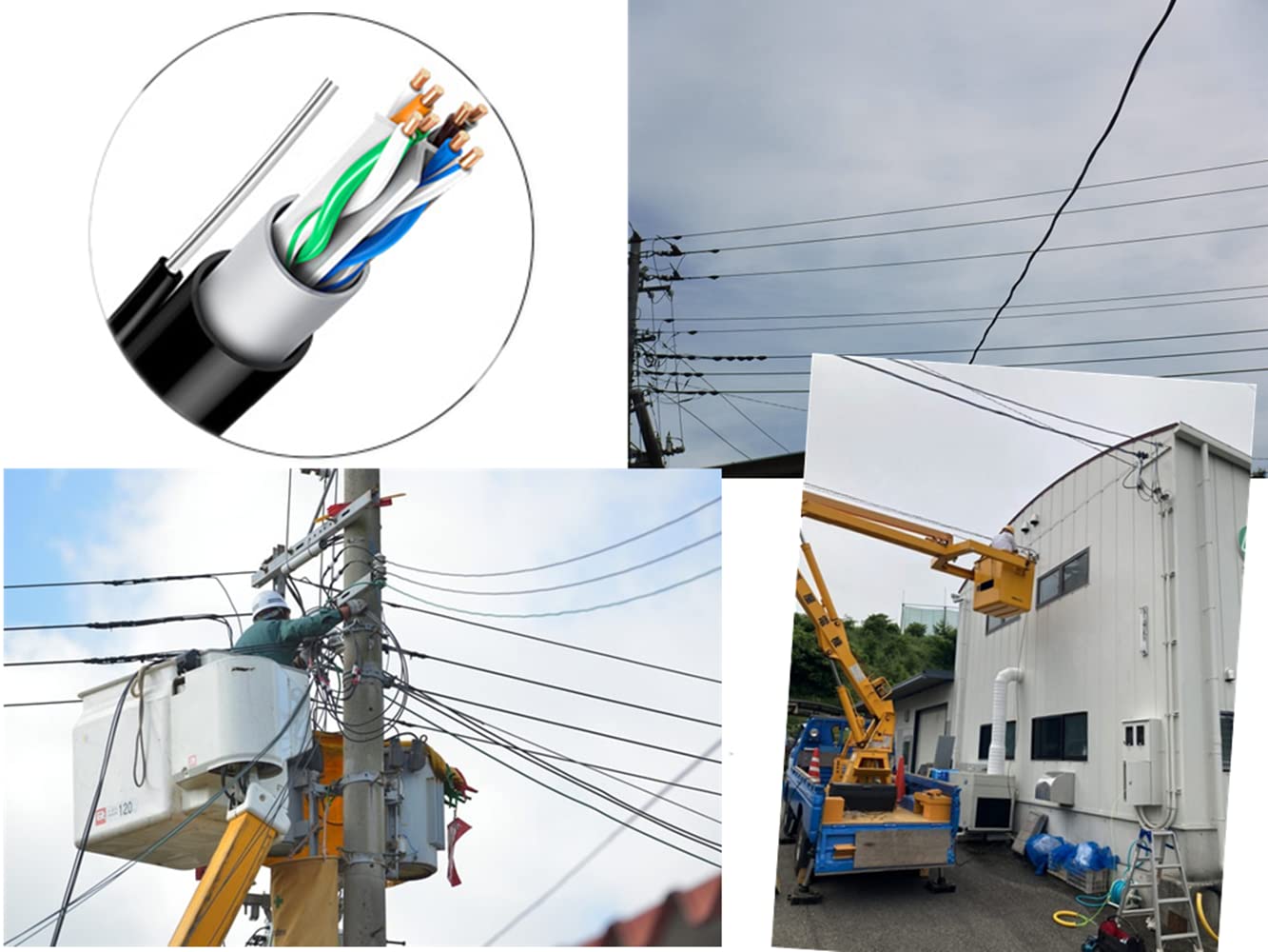 Cavo Ethernet da 61 m, Cat6, impermeabile, per esterni, con messenger, rame puro, doppie giacche (PVC + LLDPE), UTP, 23AWG, POE, resistente alle intemperie e ai raggi UV, ideale per reti all'aperto