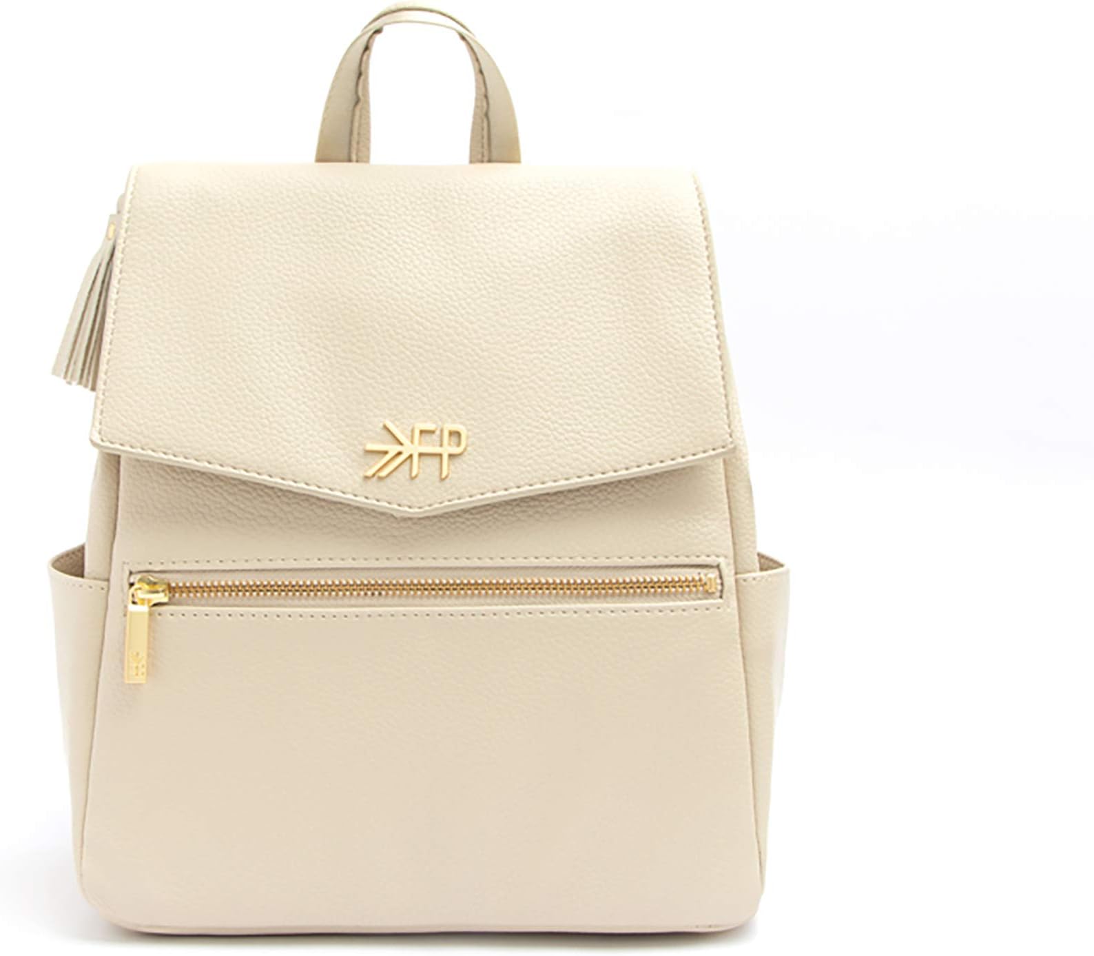 Freshly Picked - Convertible Mini Classic Diaper Bag Backpack - Large Internal Storage 8 Pockets Wipeable Vegan Leather - Birch Ivory