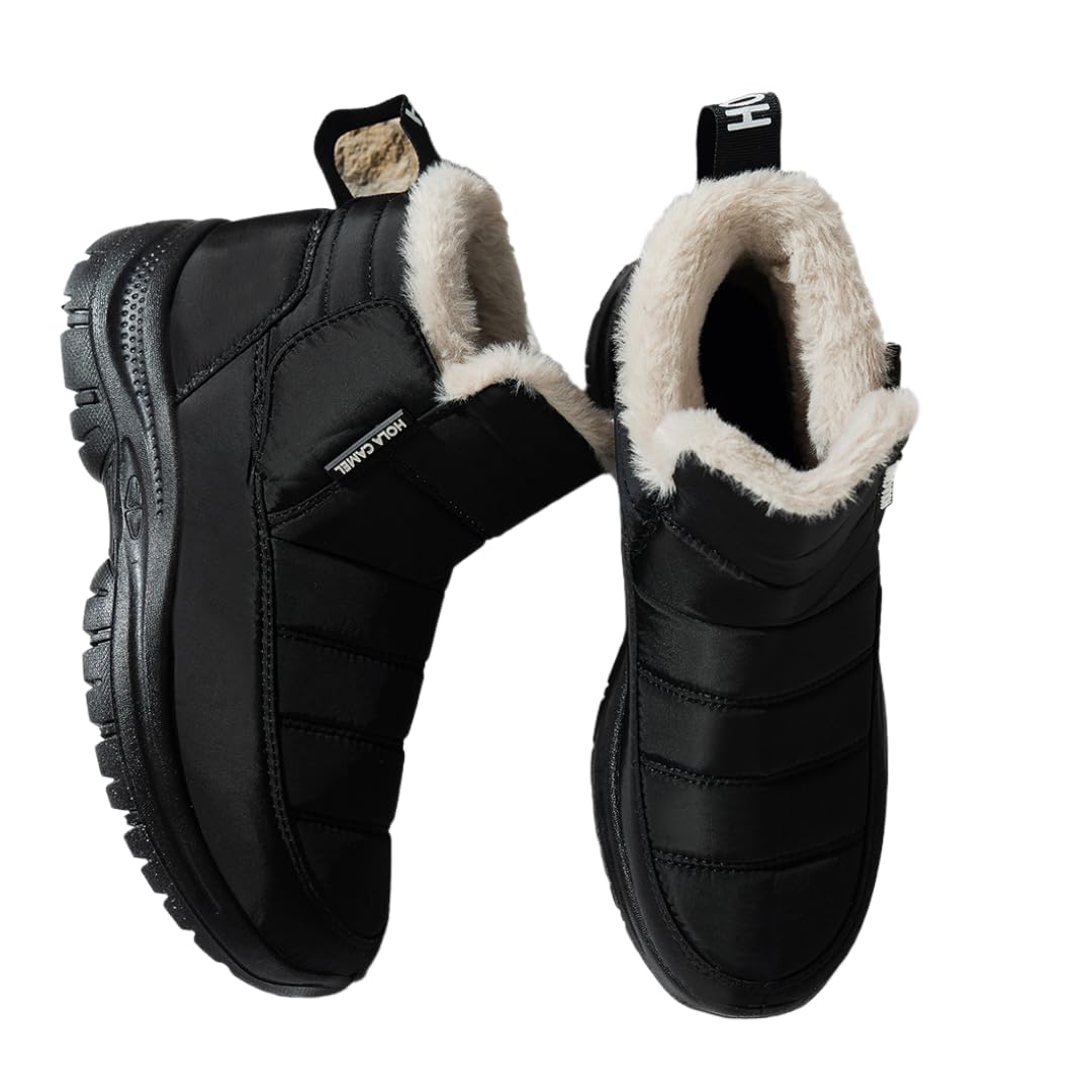 Womens Snow Boots Winter Boots for Women Fur Lined Warm Booties High Top Anti-Slip Cold-Resistant Waterproof Comfortable for Ladies Breathable Outdoor Walking Shoes