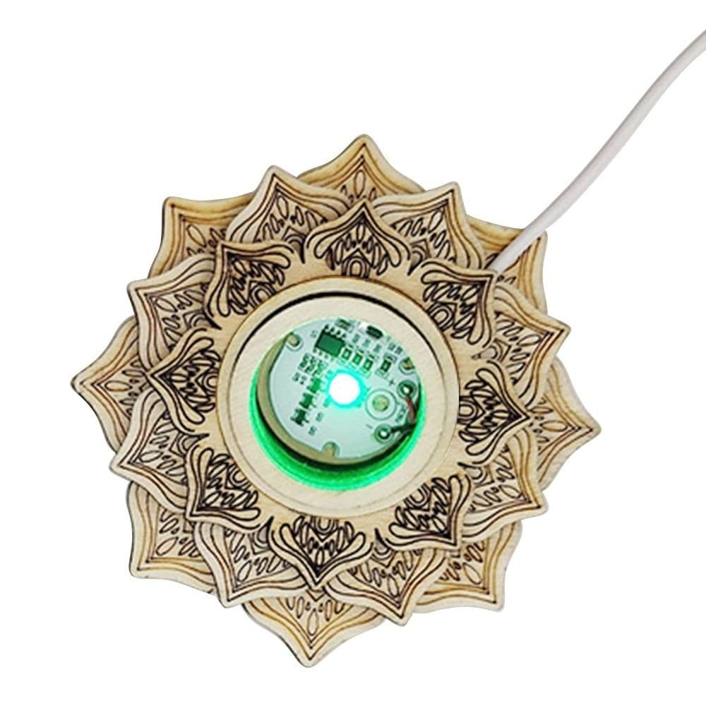 gofidin Crystal Ball Stand Lotus Shape Wooden Bracket LED 3D Night Light Crystal Ball Base Natural Stones Sphere Holder Home Decor