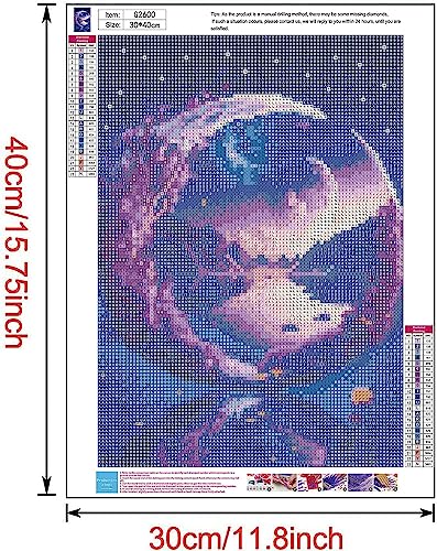 Mrnsiet DIY 5D Diamond Painting Kits for Adults Diamond Art Crystal Moon Diamond Painting Full Drill Crystal Rhinestone Embroidery Craft Kits for Home Wall Decor Gifts 12X16Inch - Image 2
