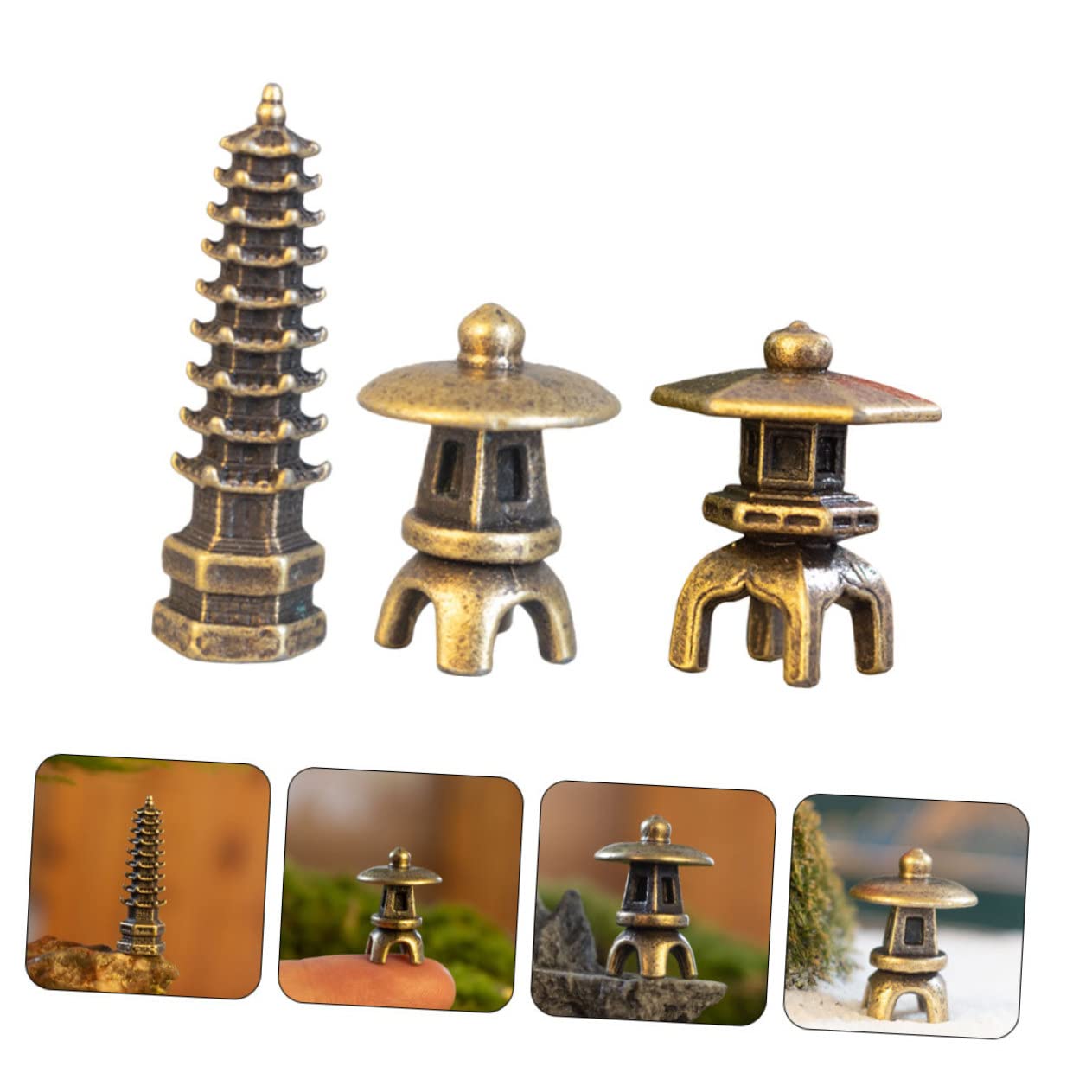 ABOOFAN 15piezas Decoración De Jardín Torre Pabellón y Accesorios Zen para Paisajismo y Acuarios