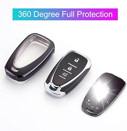 Miniatura 5 de QBUC Funda protectora de TPU suave para Chevrolet con llavero para Chevy 2020 2019 2018 2017 2016 Cruze Camaro Malibu Traverse Spark Equinox Sonic
