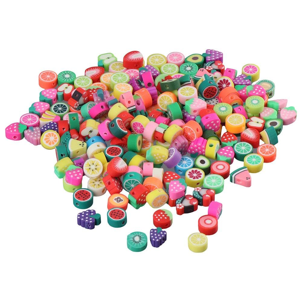 200 個フルーツポリマークレイビーズミックスフルーツビーズスペーサービーズ女性ジュエリー作成 DIY ブレスレットネックレスヘアクリップアクセサリー