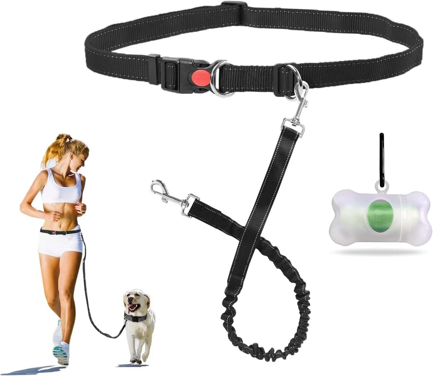 Hands Free Dog Leash, Retractable Dog Running Leash, Elastic Bungee Dog Running Belt,Jogging Lead with Waist Belt for Dog Running,…