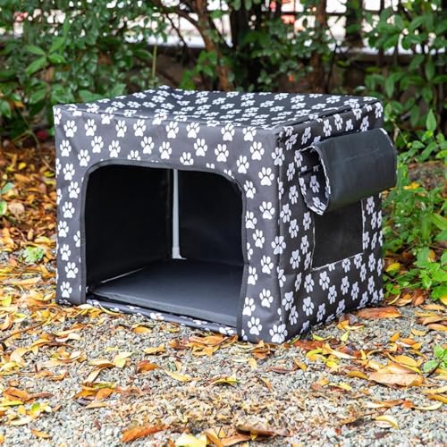 野良猫・犬用 ペットハウス 猫用ベッド 猫用ベッド 屋外防水 保温防寒 防水 防風 冬の防寒 ファッション 屋外小屋 通気性 耐摩耗性 猫用シェルター 冬季専用 (白い足跡)
