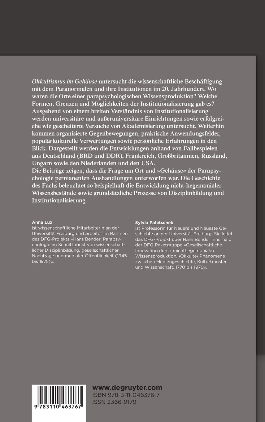 Okkultismus im Gehäuse: Institutionalisierungen der Parapsychologie im 20. Jahrhundert im internationalen Vergleich (Okkulte Moderne, 3, Band 3)
