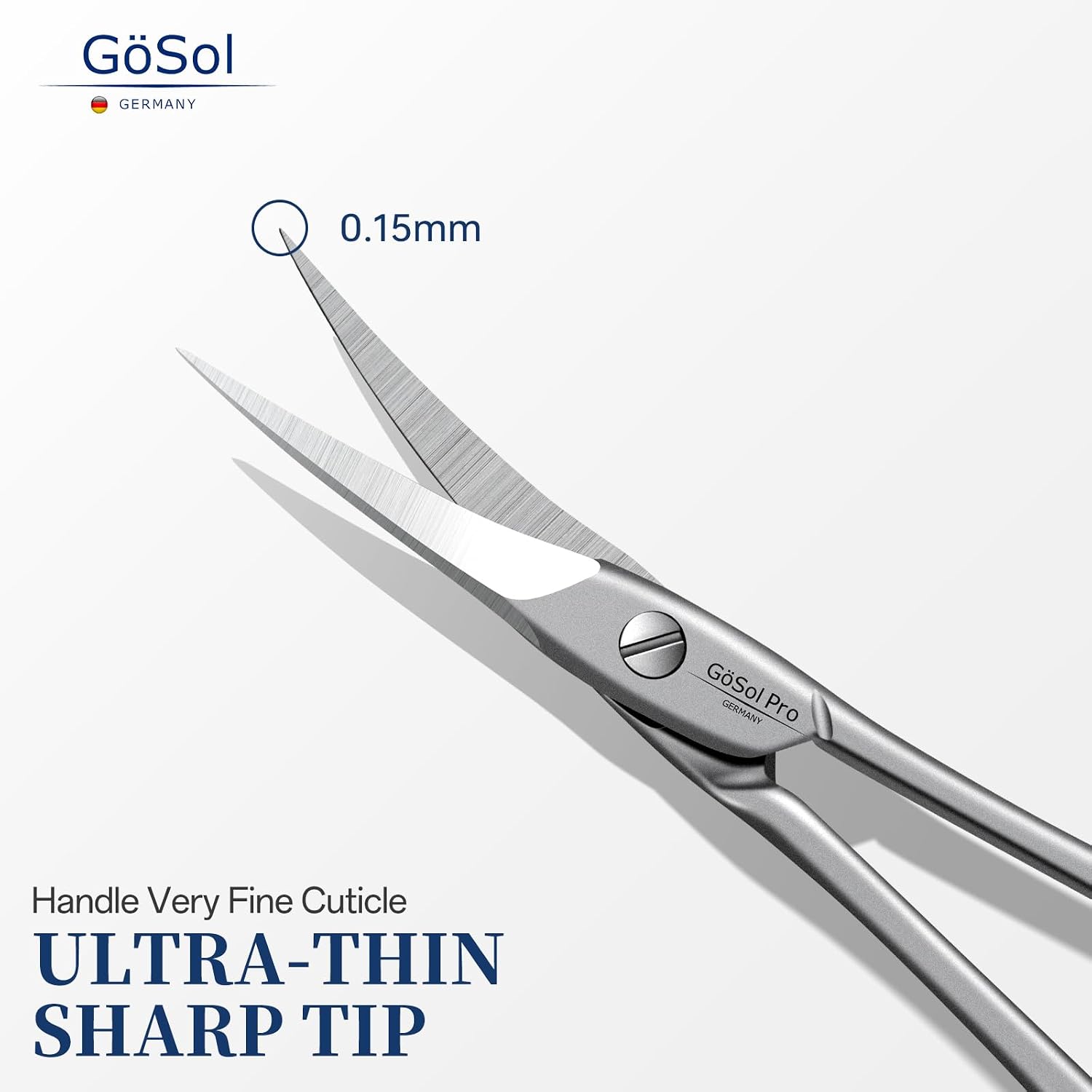 Cuticle Scissors Professional, Extra Fine Curved, Black Leather Case