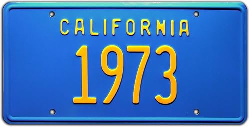 California Vintage Hot Rod 1973 Placa de matrícula de tocador con estampado de metal