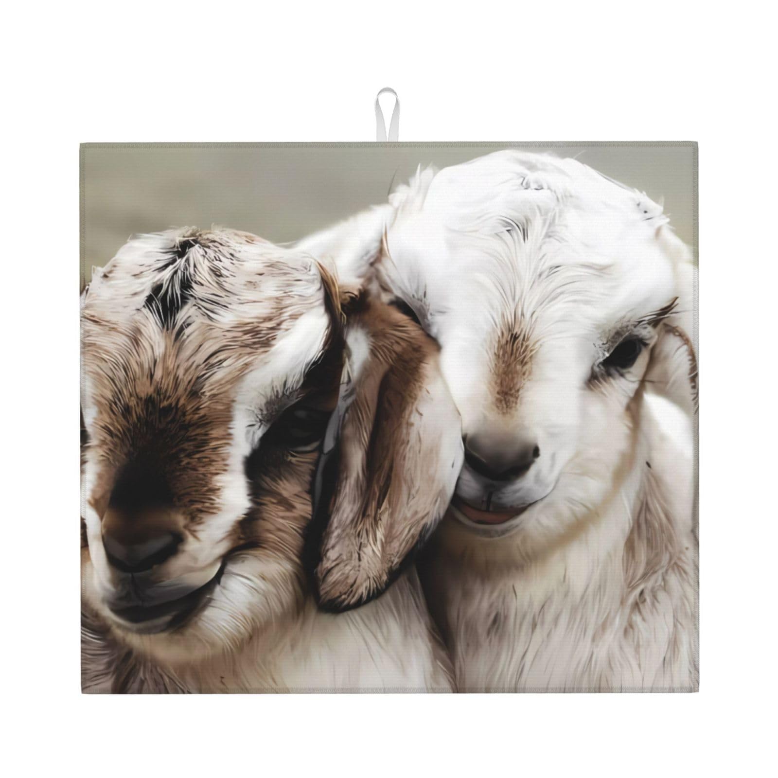 WHJSHOP Cute sheep Prints Kitchen Drying Mat – Absorbent Dish Throw for Countertops, Quick-Dry Non-Slip Layer with Colorful Prints, Ideal Housewarming Gift