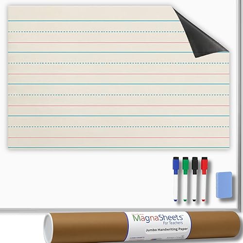 MAGNASHEETS - Papel magnético jumbo de borrado en seco para profesores aulas de 28 x 22 pulgadas, borrado completo, sin manchas, fantasma, incluye