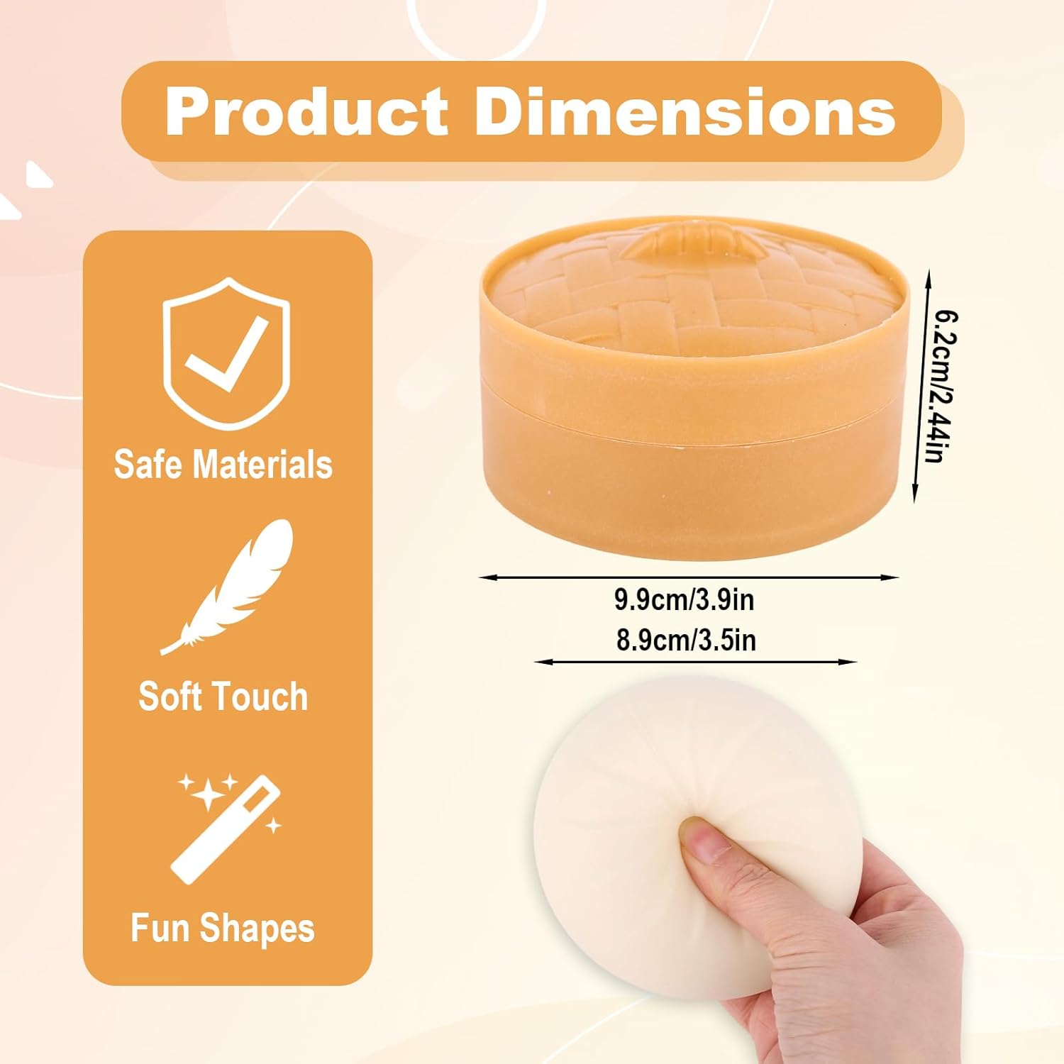 Squishy Dumpling, Steamed Bun Giant Squeeze Dumpling Soft Adorable Food-Shaped Gadget Fidget for Adults Office Classroom Focus or Travel Companion