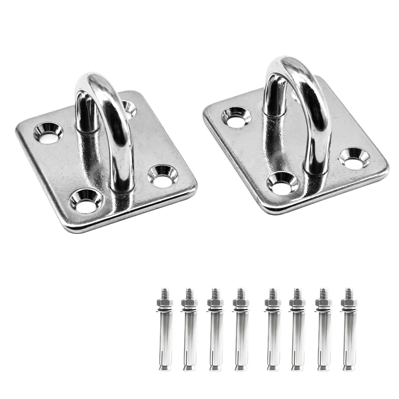 Piastra rettangolare M10 in acciaio inox, resistente, per fissare e installare sacchi di sabbia, cesti sospesi, altalene, 2 pezzi