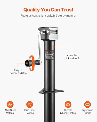 Miniatura 4 de VEVOR Montaje de gato de remolque A-Frame de 5000 libras, 38,1 cm de recorrido vertical, pata de caída ajustable, para caballos, utilidad, remolques