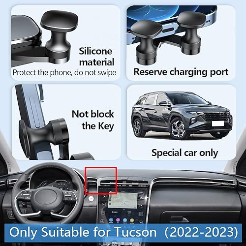 Miniatura 5 de Soporte de teléfono de coche para Hyundai Tucson 2022 2023 2024, Hyundai Santa Cruz 2022-2024, accesorios de automóvil, decoración interior, soporte