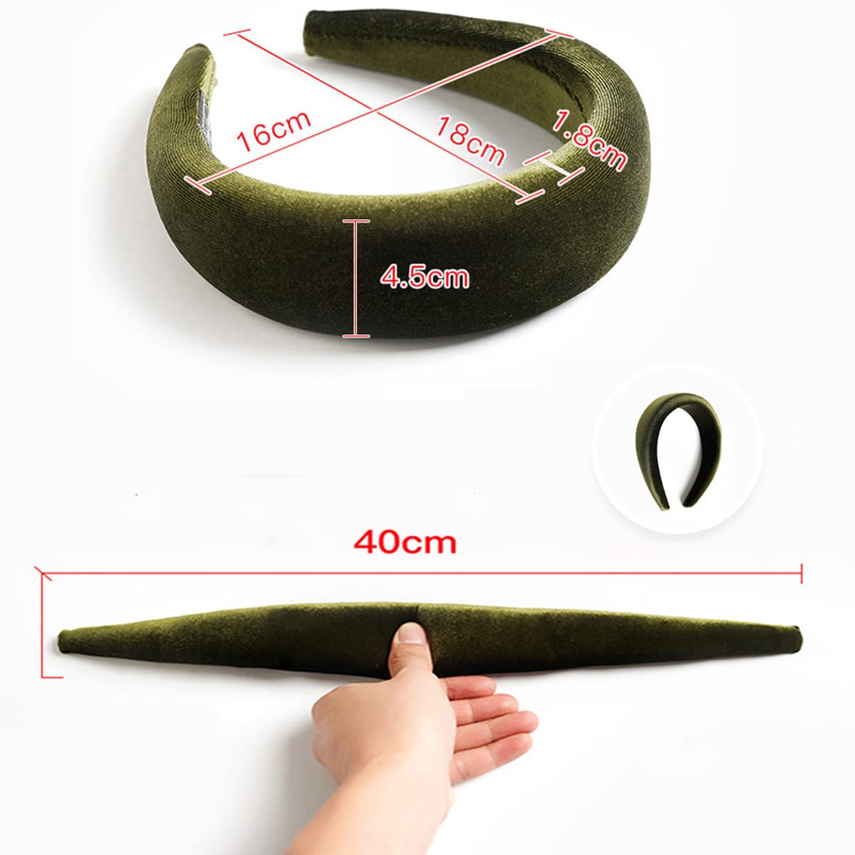 Green Velvet Wide Headbands for Women Soft Head Band for Girls Fashion No Slip Headband Hair Accessories 7809 - Image 3