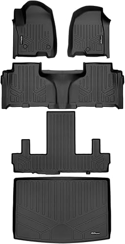 SMARTLINER Protección para todo tipo de clima, 3 filas y forro de carga negro detrás de la tercera fila compatible con Cadillac Escalade ESV