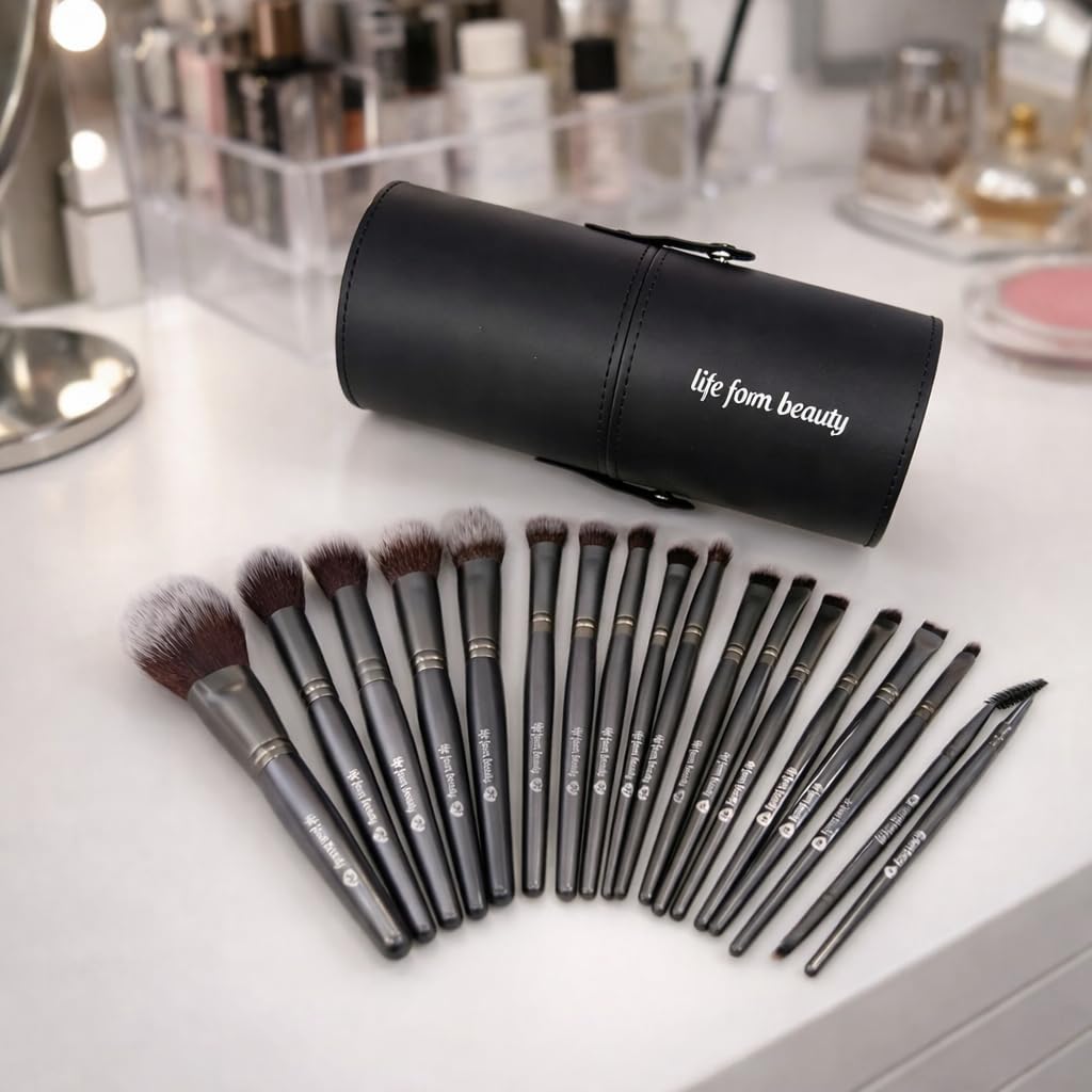 Kit di pennelli da trucco professionali con setole sintetiche morbide + custodia