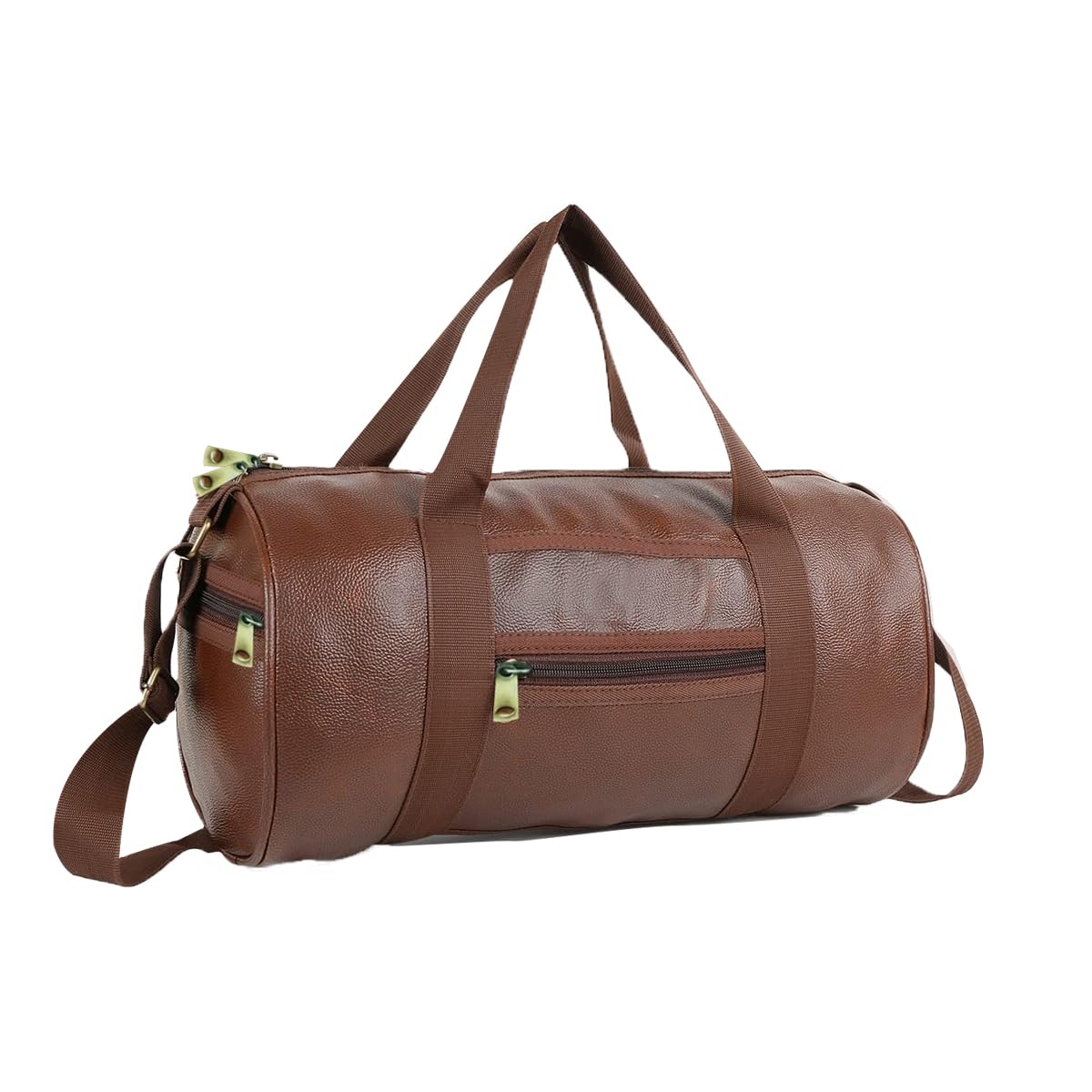 true indian PU-Leather Gym Bag I Gym Duffel Bag with Extra Zip Pocket I Gym Sport/Travel Bag with Shoulder Strap for Men's & Women's (Brown)-picture-32