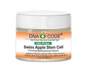 Skin Care OIL FREE- Swiss Apple Stem Cell Cream w/Argireline, Matrixyl 3000, Hyaluronic Acid, CoQ10. Big 2 OZ