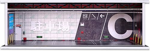 MalamfansG-Fans 164 para Hot Wheels Caja de exhibición de escena de estacionamiento de estilo japonés 164 a escala 164 modelo fundido a presión