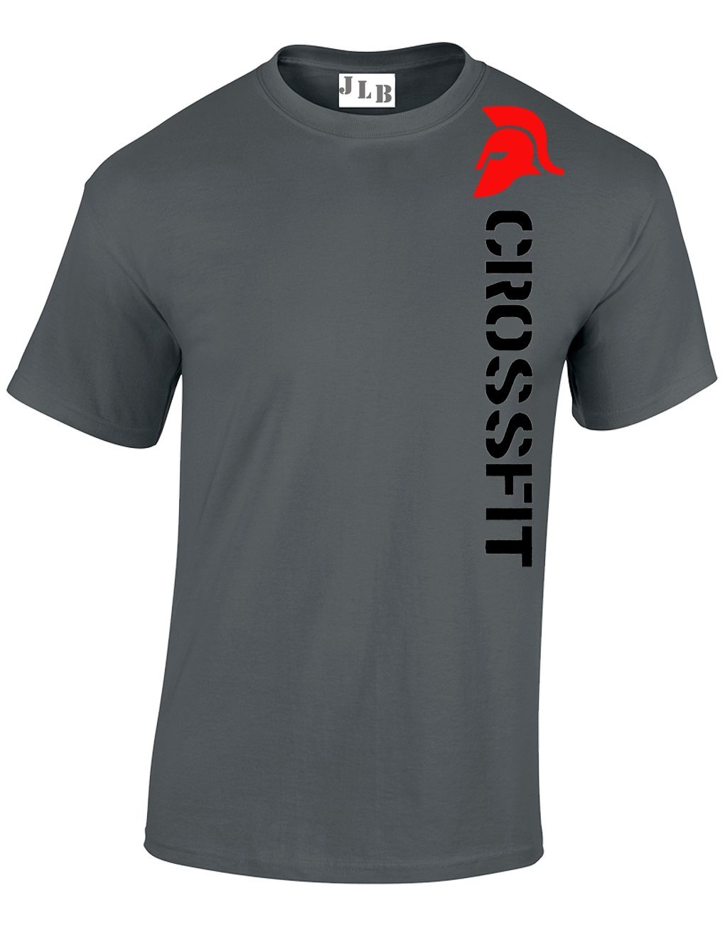 JLB Print Crossfit Spartan Helmet Gym Sports Fan Premium Quality Regular Fit T-Shirt Top for Men and Teens Charcoal