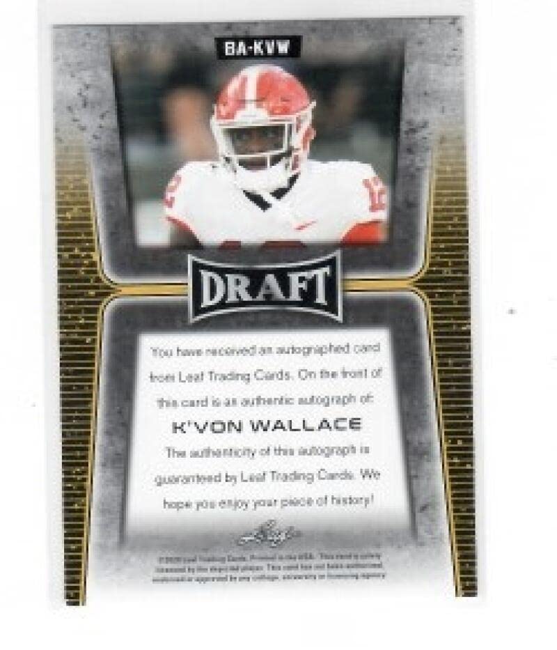 Amazon.com: 2020 Leaf Draft Autographs #BA-KVW K'Von Wallace NFL Football  Card (Autographed) NM-MT : Collectibles & Fine Art